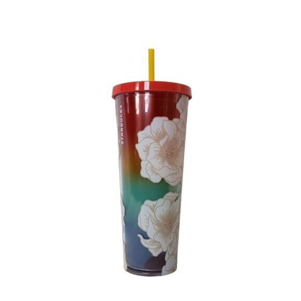 Starbucks White Desert Floral 24oz Double Wall Cold Venti‎ Tumbler
